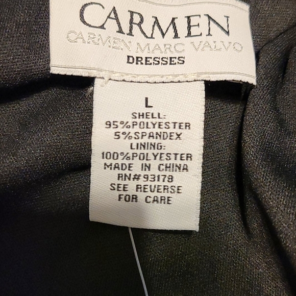 Carmen Marc Valvo Side Tie Color Block Midi Dress - Picture 10 of 11